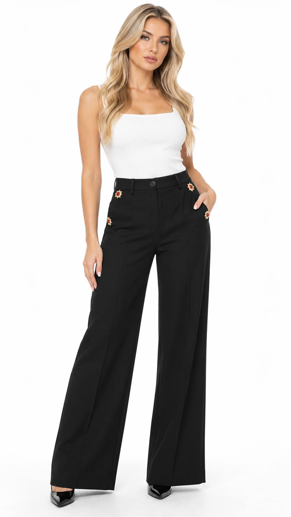 PANTALON CEPTE 4 AD KIRMIZI TAŞ EL İŞİ görsel 2